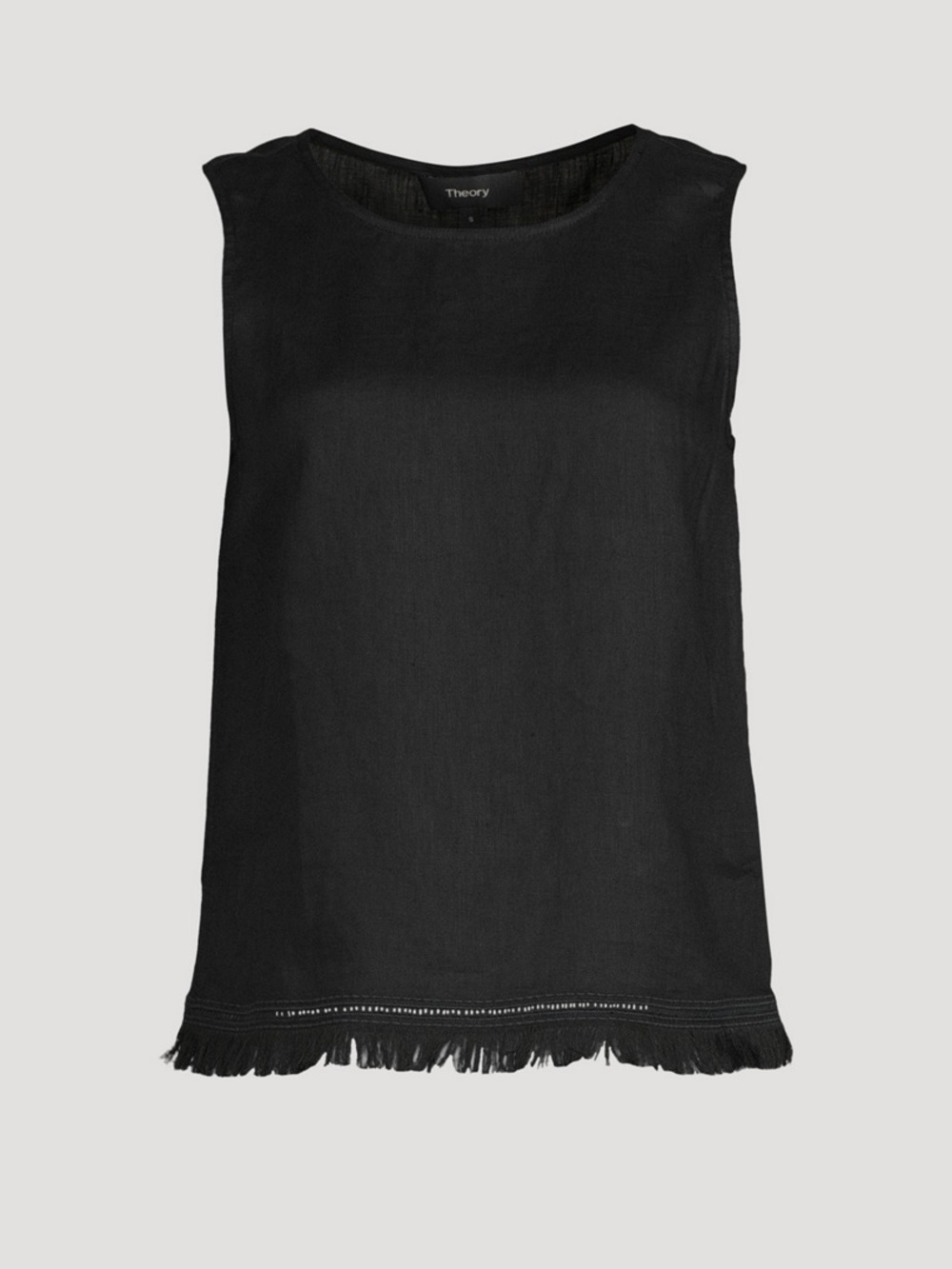 Theory fringed hem linen top